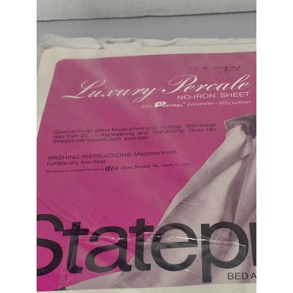 Vintage Fitted Double Sheet Deluxe Percale State Pride Belks‎ Dept Store NIP